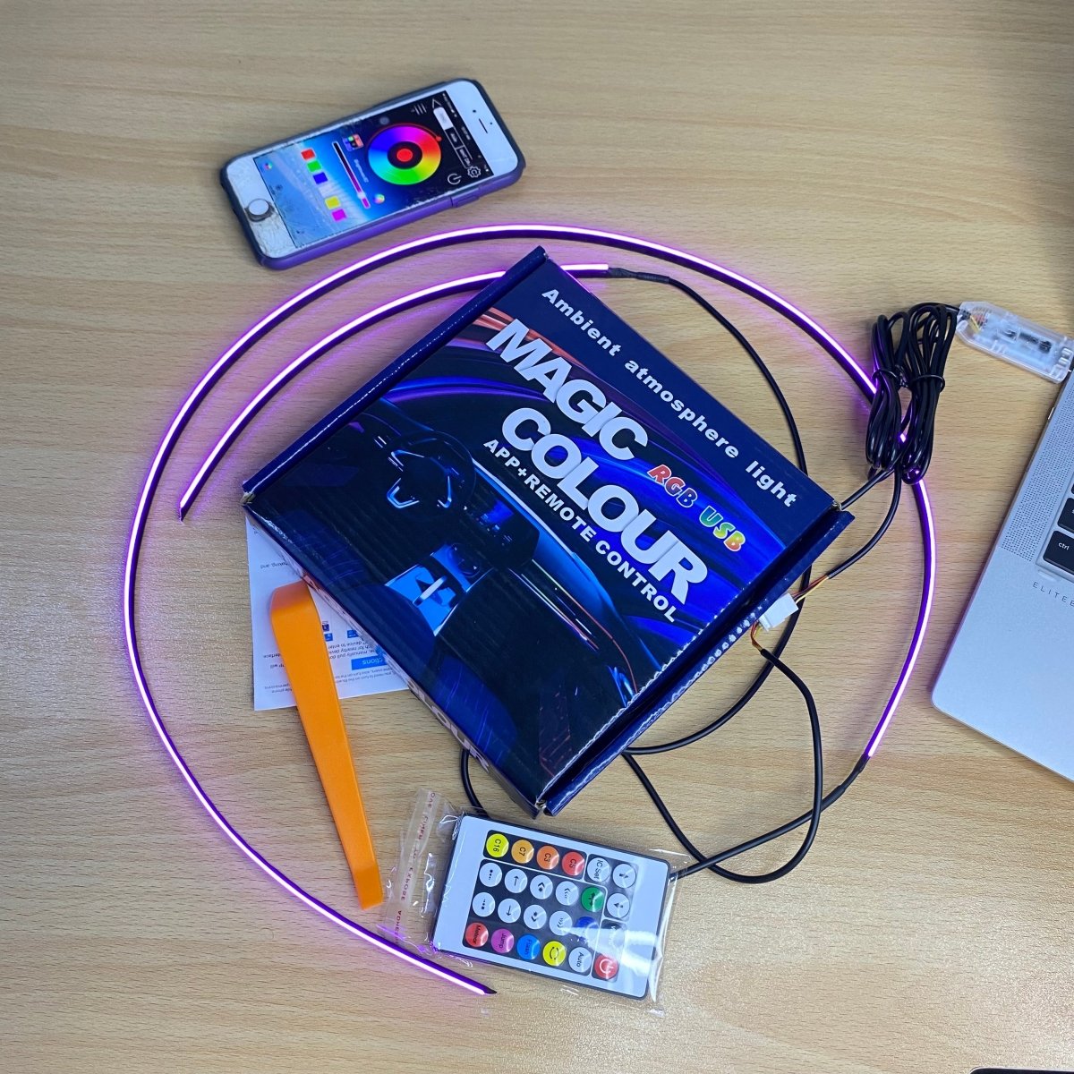 2 Piece Dashboard Dynamic Ambient Light | Mobile App ControlRaja Autos.pk