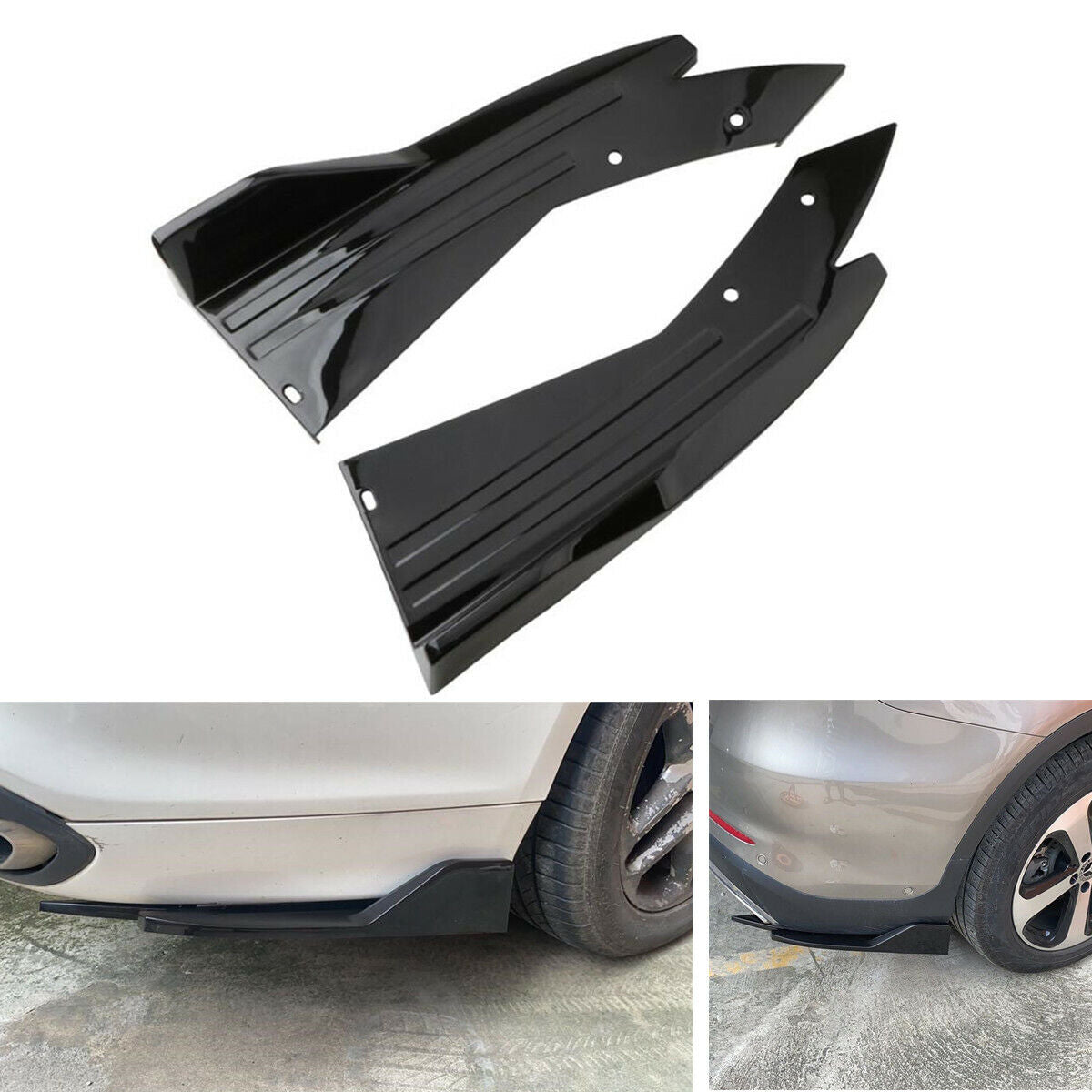 Universal Back Bumber Canards 2pcs Gloss black - ABS PlasticRaja Autos.pk