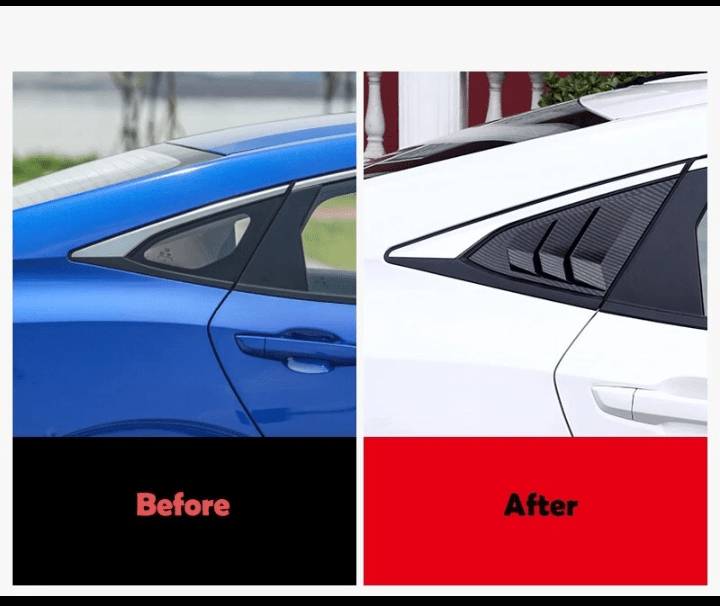 Honda Civic X 2016 - 2021 Carbon Fiber Window Quarter Louver – Sporty Look & Premium FinishRaja Autos.pk
